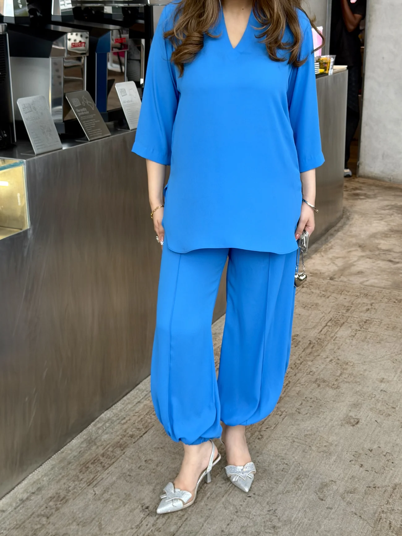 AZURE GRACE SET — royal blue co-ord set by BK ATELIERS, styled full-length look