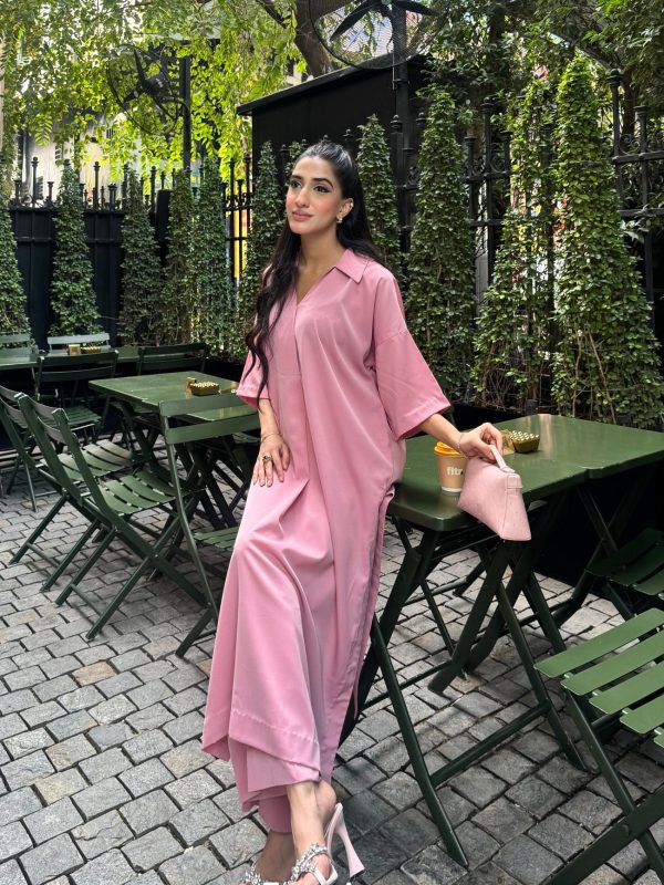 Rosé Elegance Co-Ord Set — blush pink co-ord set by BK ATELIERS, front view, full look
