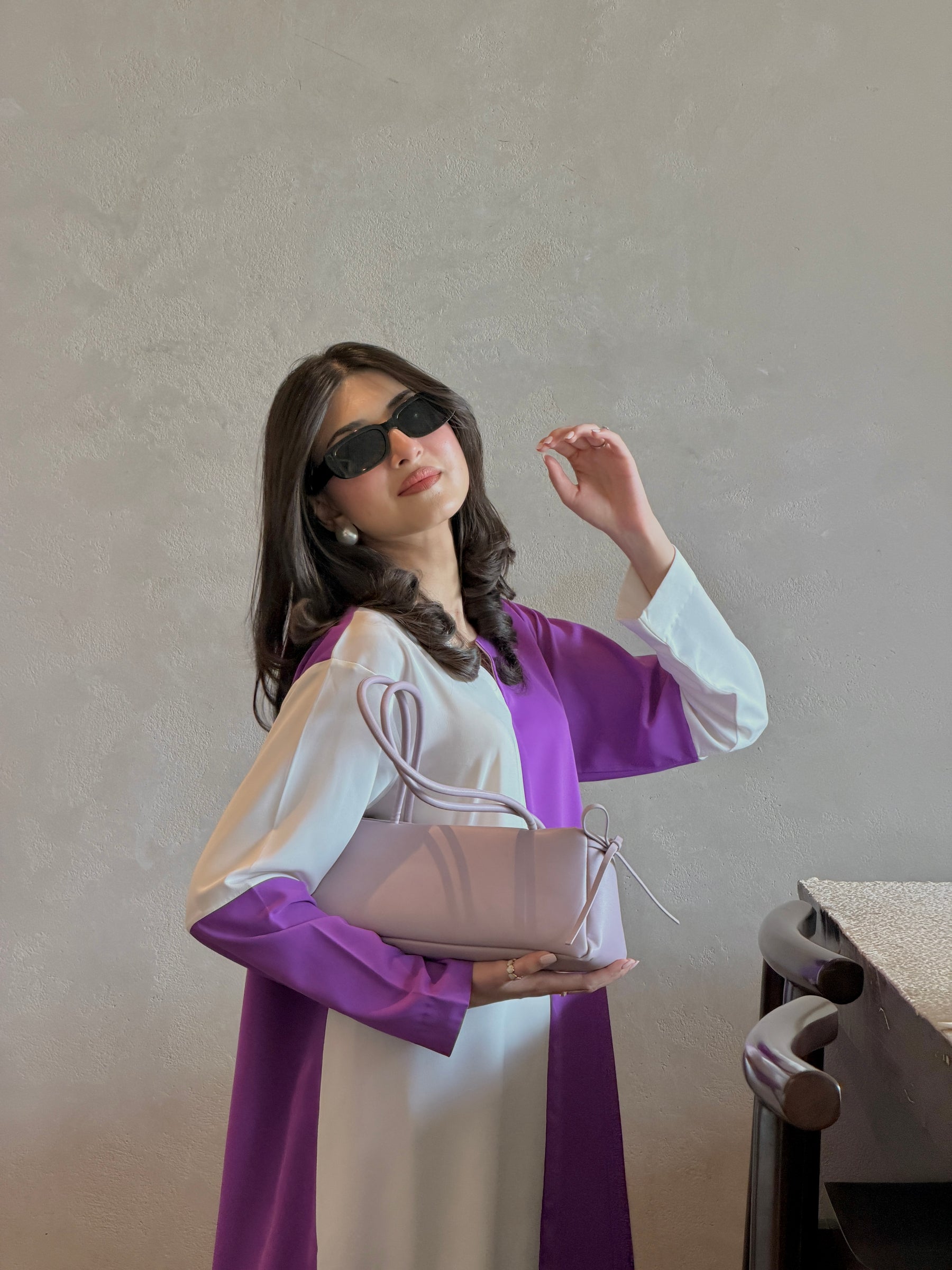 AURELIA SET — ivory and purple co-ord set by BK ATELIERS, back view of the set